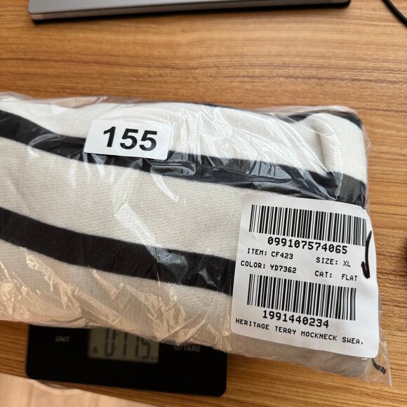 J.Crew Heritage Terry Mockneck Sweatshirt WMNS XL Kate Placed Stripe Black White - Picture 7 of 7